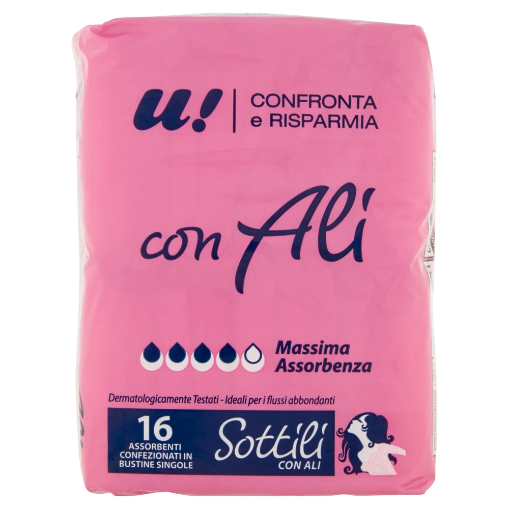 16 Assorbenti Sottili con Ali U! Confronta e Risparmia